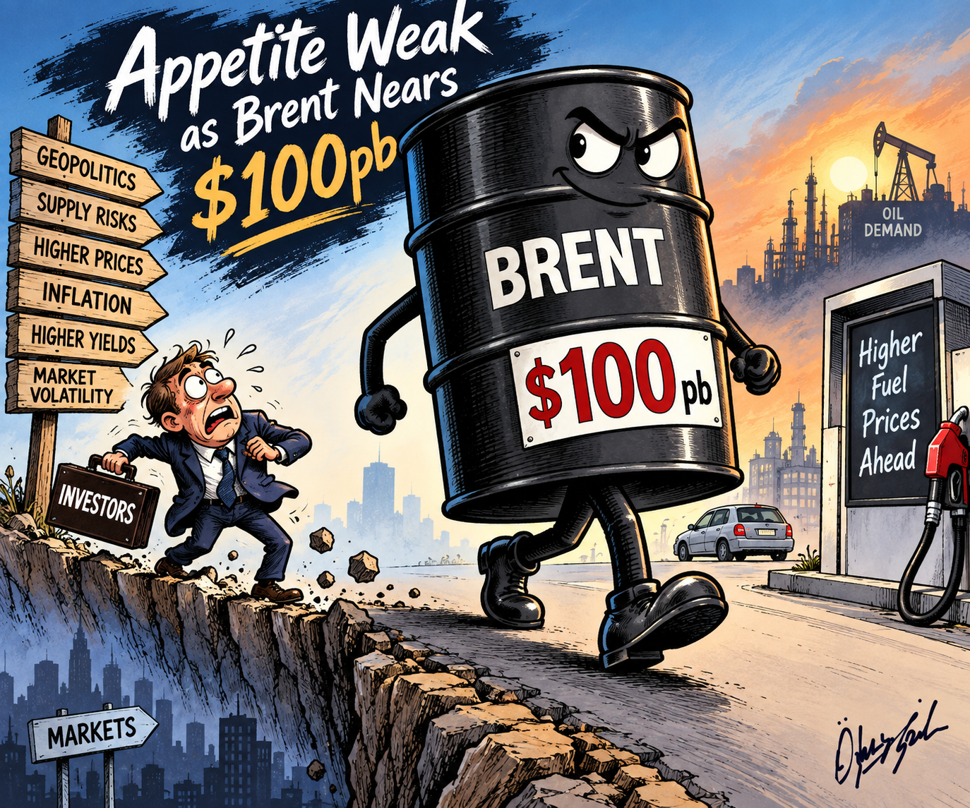 Appetite weak as Brent nears $100pb